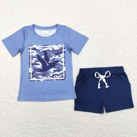 BSSO0479-- duck short sleeve shirt and shorts boy outfits