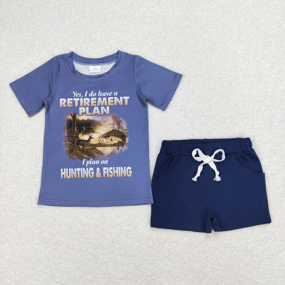 BSSO0478-- deer short sleeve shirt and shorts boy outfits