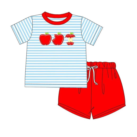 close time: May 25 custom style no moq apple blue striped boy outfits