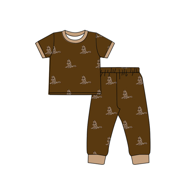 BSPO0442 pre order short sleeve mallard duck brown boy pajamas