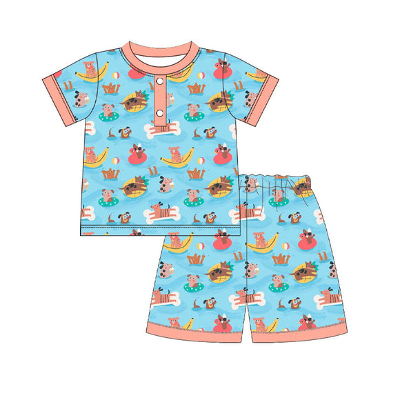 BSSO0492--pre order summer animal blue boy outfits