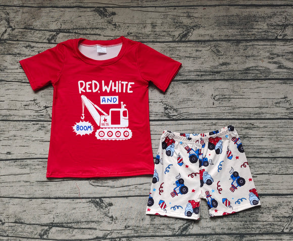 Red white boom constructions boys 4th of july clothes