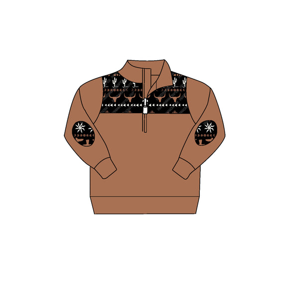 BT0700 Deadline May 23 pre order Long sleeves western brown pullover