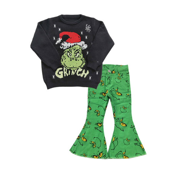 pre order GLP1069--Christmas cartoon sweater +  jeans girls outfits