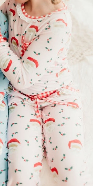 GLP1213 pre order Long sleeves Christmas Santa pink girl pajamas