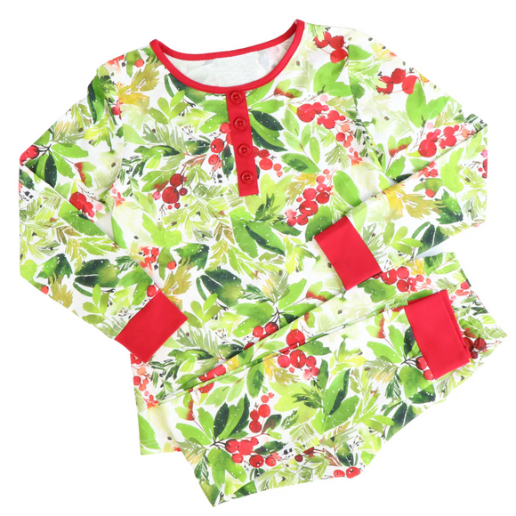 GLP1230 pre order Long sleeves Christmas Cherry girls pajamas