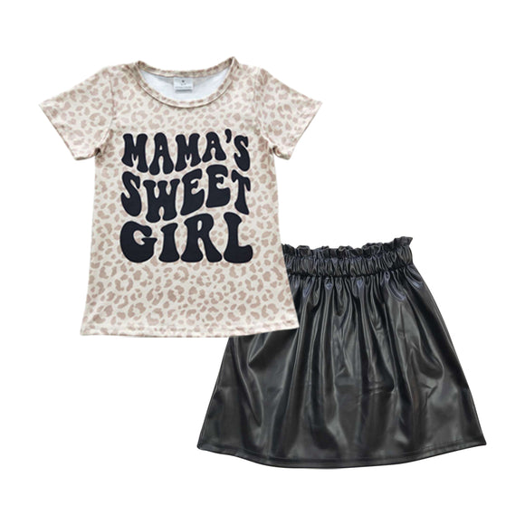 mama's sweet girl top +Black leather skirt  outfits