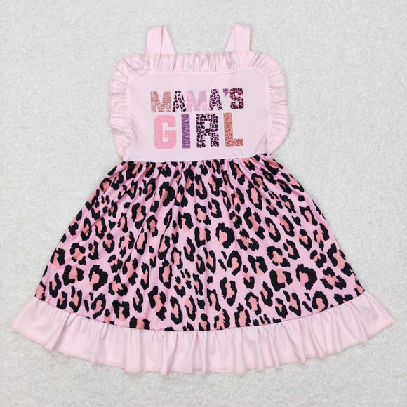 GSD0555--mama's girls pink leopard girls dress