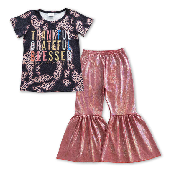 GSPO0921-- thankful top & pink satin girls outfits