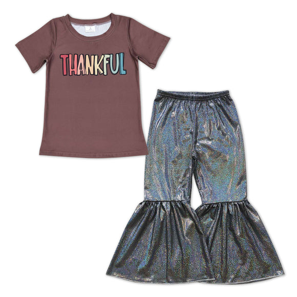 GSPO0980-- thankful top & satin girls outfits