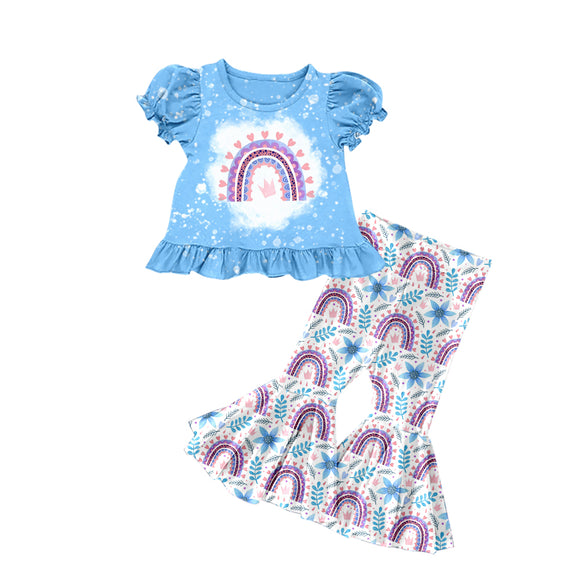 GSPO1213---pre order short sleeve blue heart girls outfits
