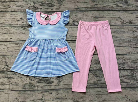 GSPO1241---pre order blue pink short sleeve girls outfits