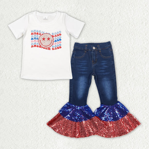 GSPO1624 4th of July flag top +  sequin jeans outfits