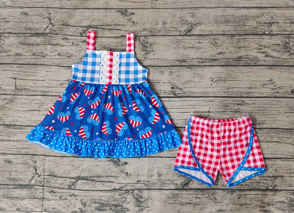 Star stripe heart tunic shorts girls 4th of july outfits