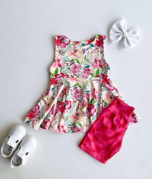 GSSO1415 pre order short sleeves floral girls outfits