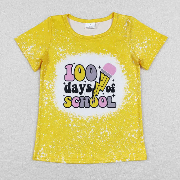 GT0387--short sleeve 100 DAYS school yellow top