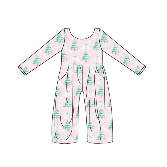 LR0120 pre order long sleeves Christmas tree pink jumpsuit