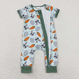 SR1014--Short sleeves carrot eggs bunny baby zipper easter romper