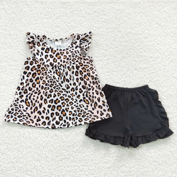 summer leopard black girls outfit