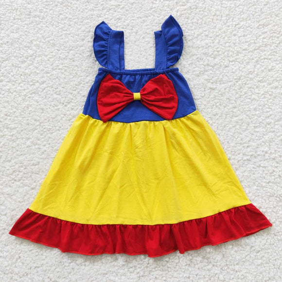 new style big bow red and yellow girls outfit