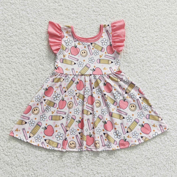 GSD0406-- back to school pencil and apple girls dress