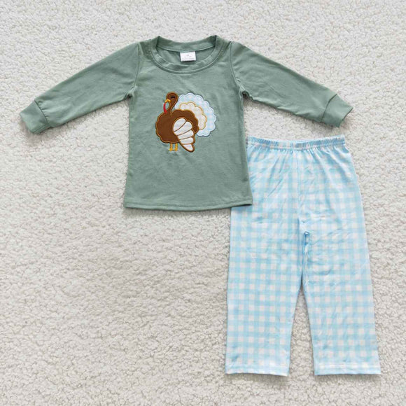 long sleeve embroidered Turkey boys outfit