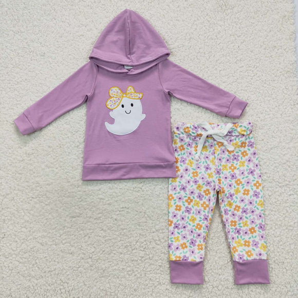 new style embroidered ghost purple hoodie girls outfits