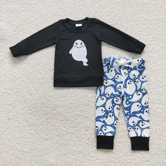 long sleeve embroidered ghost black boy clothing