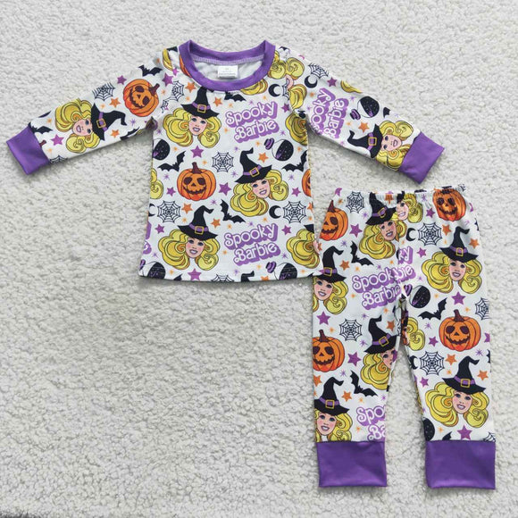 Halloween spooky barbie purple girls pajamas