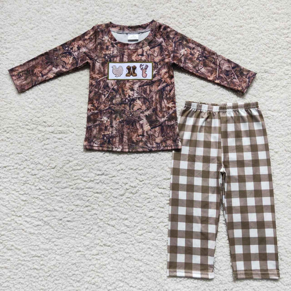 embroidered Turkey&Boots& deer boys outfits