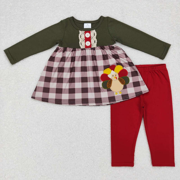 GLP0750--long sleeve embroidered Thanksgiving Day girls outfits
