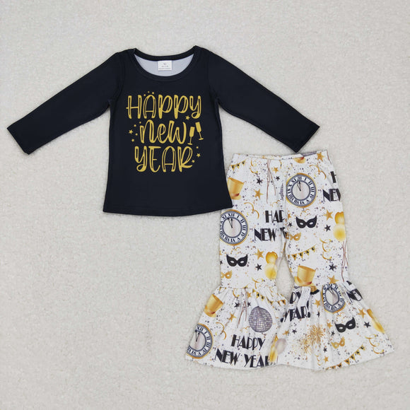 GLP0817--short sleeve happy new year black girls outfits