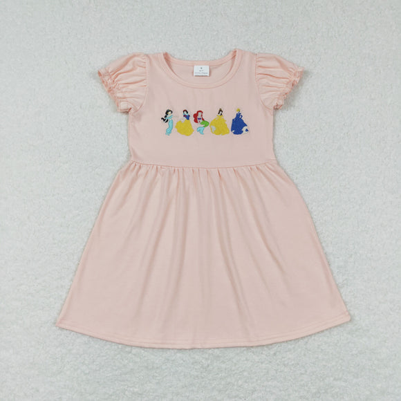 GSD0510-- short embroidered princess pink girl dress