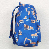 Blue constructions kids boys backpack