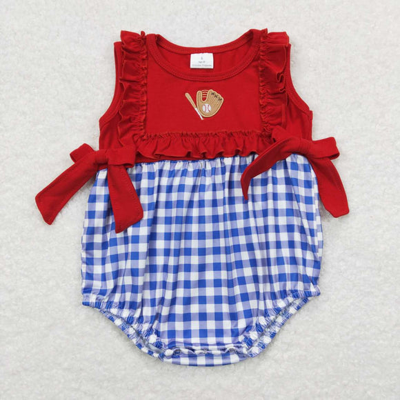 SR0615--short sleeve baseball red embroidery girl bubble