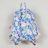 Blue flower ruffle girls backpack