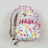 Pink flower ruffle girls backpack
