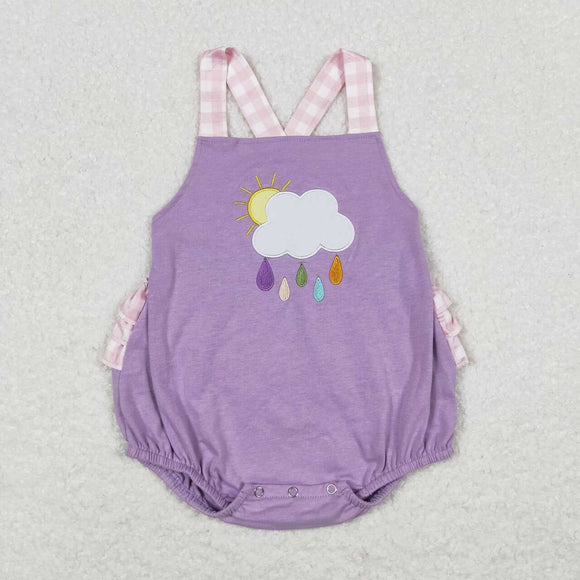Embroidery Lavender pink rain ruffle baby girls summer bubble