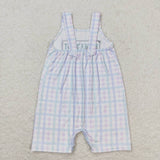 Embroidery Mama's boy plaid Mother's day baby romper