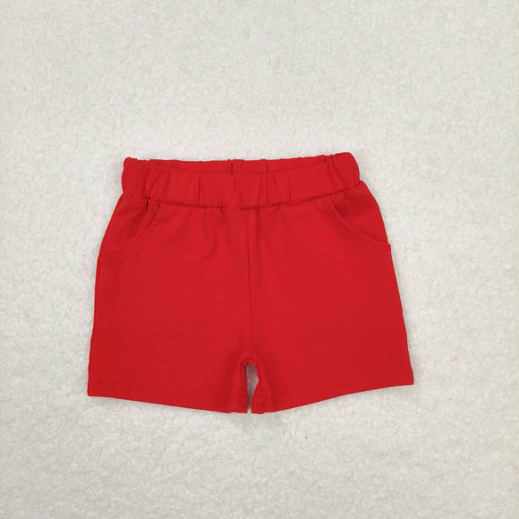 Red cotton pockets boys summer shorts