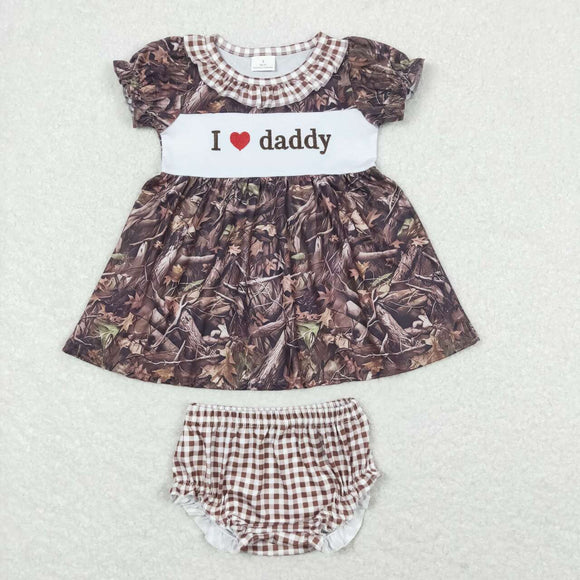 Embroidery I love daddy camo tunic plaid bummies baby girls clothes