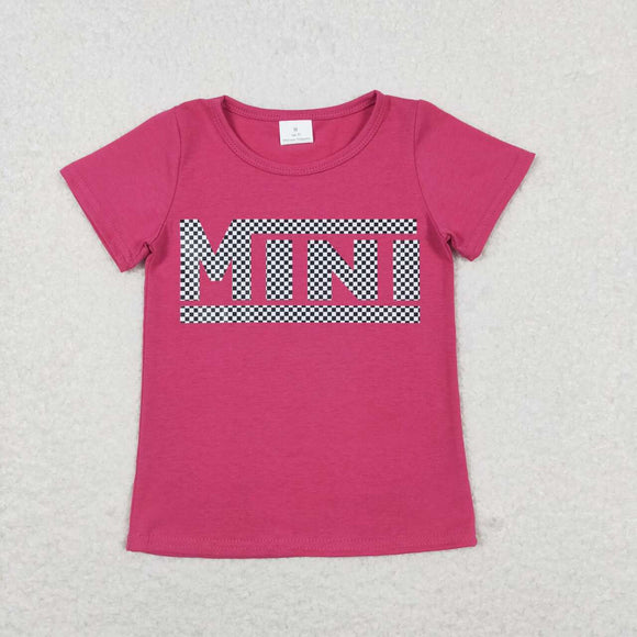 Hot pink short sleeves mini mommy and me girls shirt