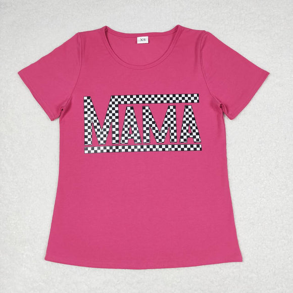 Hot pink short sleeves mini mommy and me adult shirt