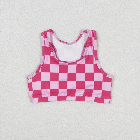 Sleeveless hot pink plaid baby girls shirt