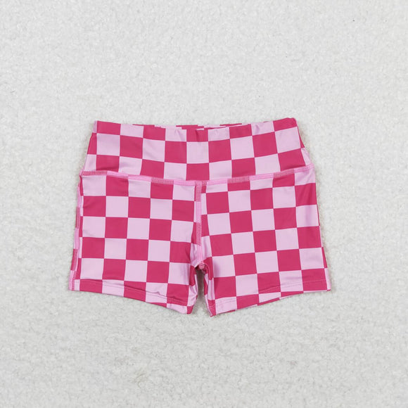 Pink plaid baby girls summer shorts