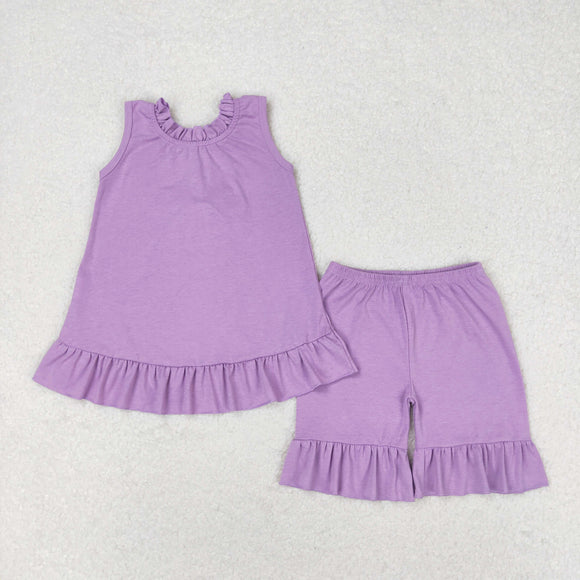 GSSO0520- summer light purple shirt girls outfits
