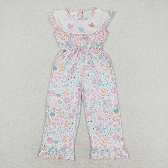 Floral mouse baby girls ruffle jumpsuit