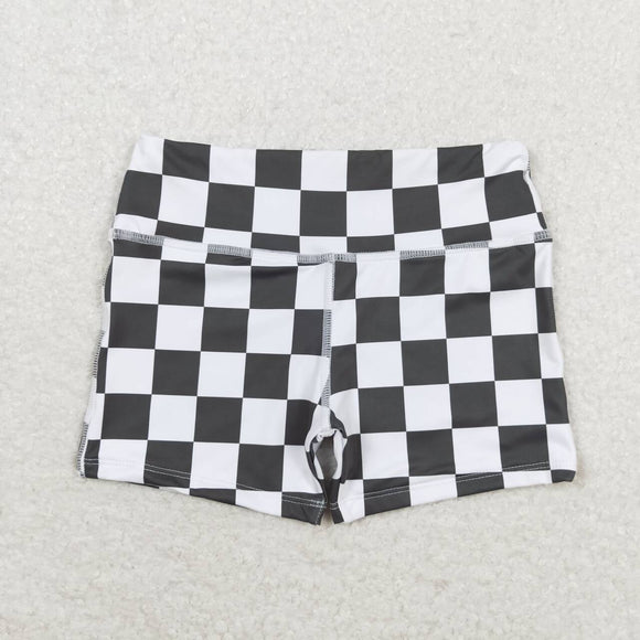 Black plaid baby girls summer shorts