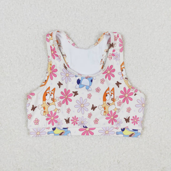 Sleeveless floral dog baby girls shirt