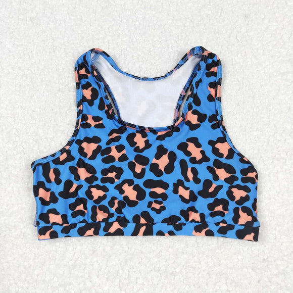 Sleeveless blue leopard baby girls shirt